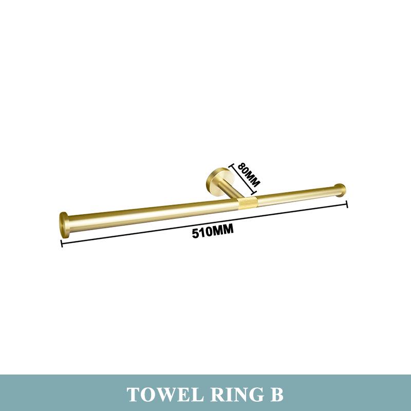 Brushed Gold 304 Stainless Steel Bathroom Set: Knurled Towel Rack, Towel Bar, Paper Holder, and Coat Hook