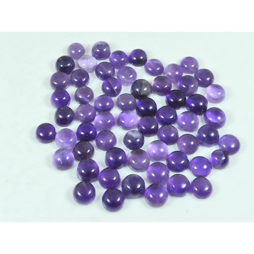 5X5MM Natural Amethyst Round Shape Cabochon Loose Gemstone 60Pcs Lot 60Cts. C-3675