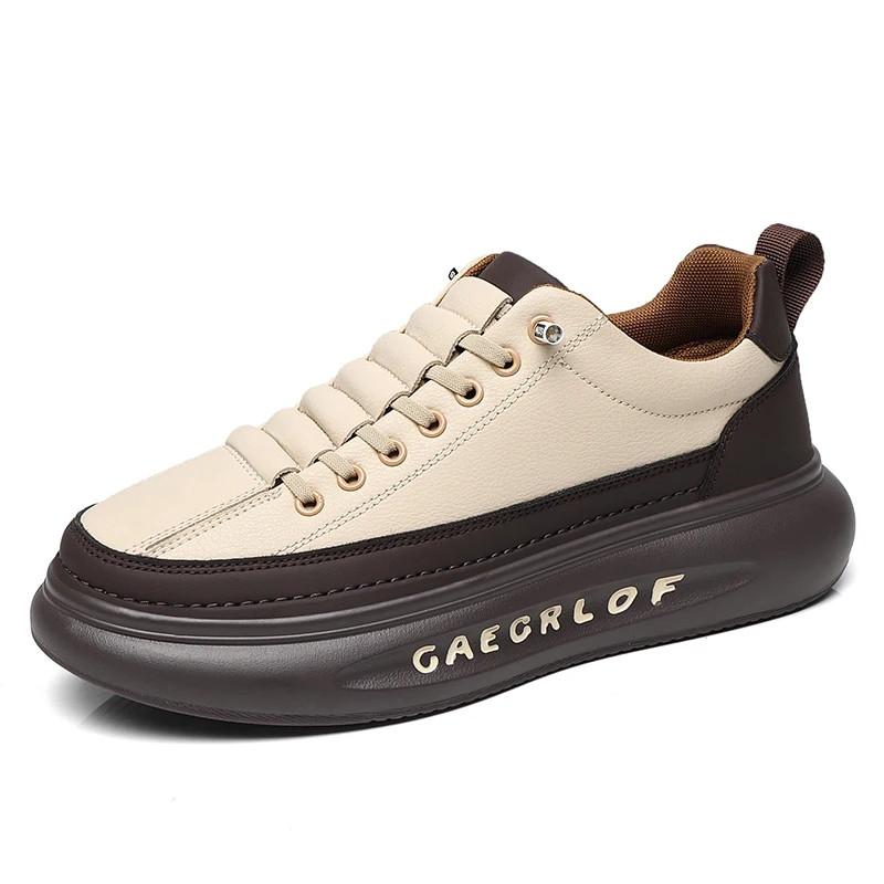 

Модная мужская кожаная модная уличная обувь на толстой подошве, мужская повседневная обувь класса люкс, мужские удобные кроссовки, новая шнуровка, мужская обувь 44