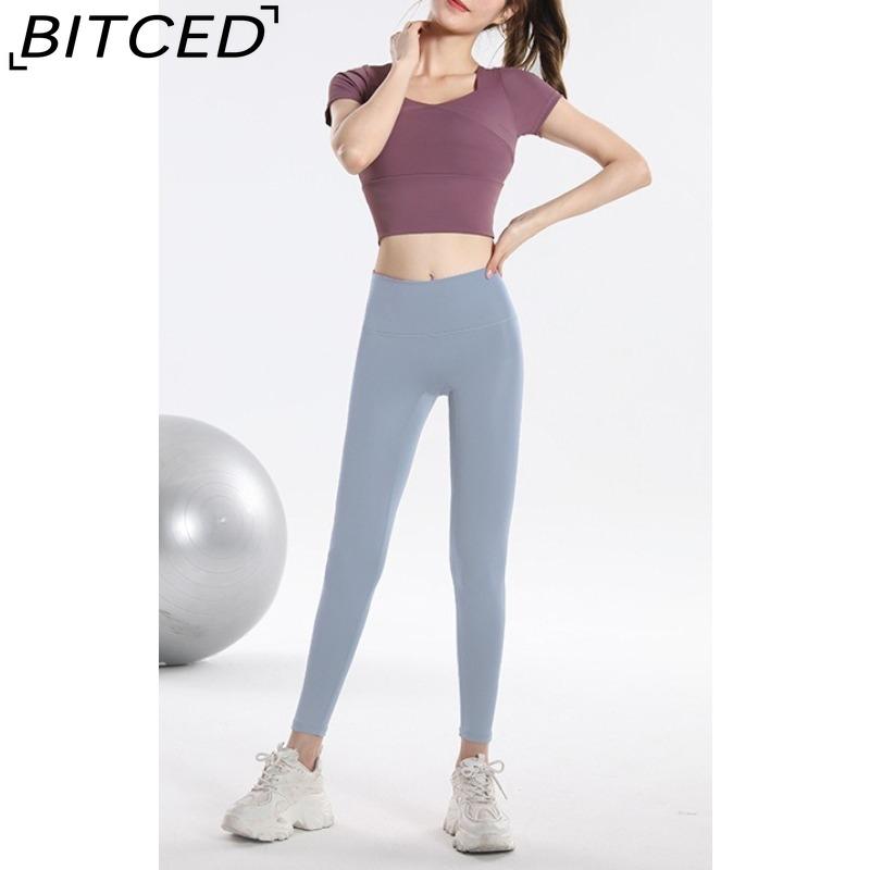 BITCED Women's Quick-Dry Short-Sleeve Sports Top with Built-in Bra, Plus Size Yoga Wear, Morning Run Fitness Set for Summer and Fall