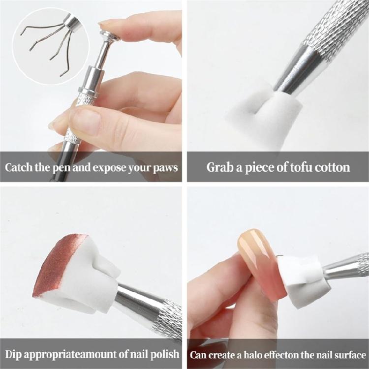 Soft Nail Sponges for Omber,Soft Nail Art Sponges Auras Nails,Omber Nail Brush with Grabbing Pen Manicure Nail Art Tools