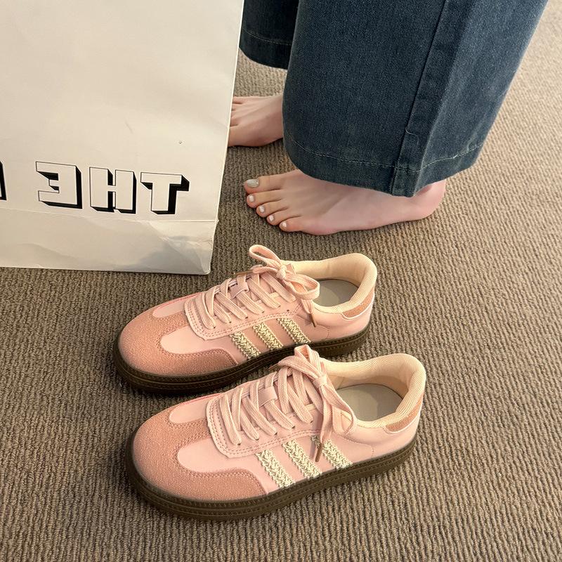 

Обувь Форреста Гампа Немецкие Тренировочные Маленькие Белые Туфли Женские На Плоской Подошве Студенческие Одиночные Туфли Весна Осень Нишевые Ретро Универсальные Повседневные Кеды 40 розовый