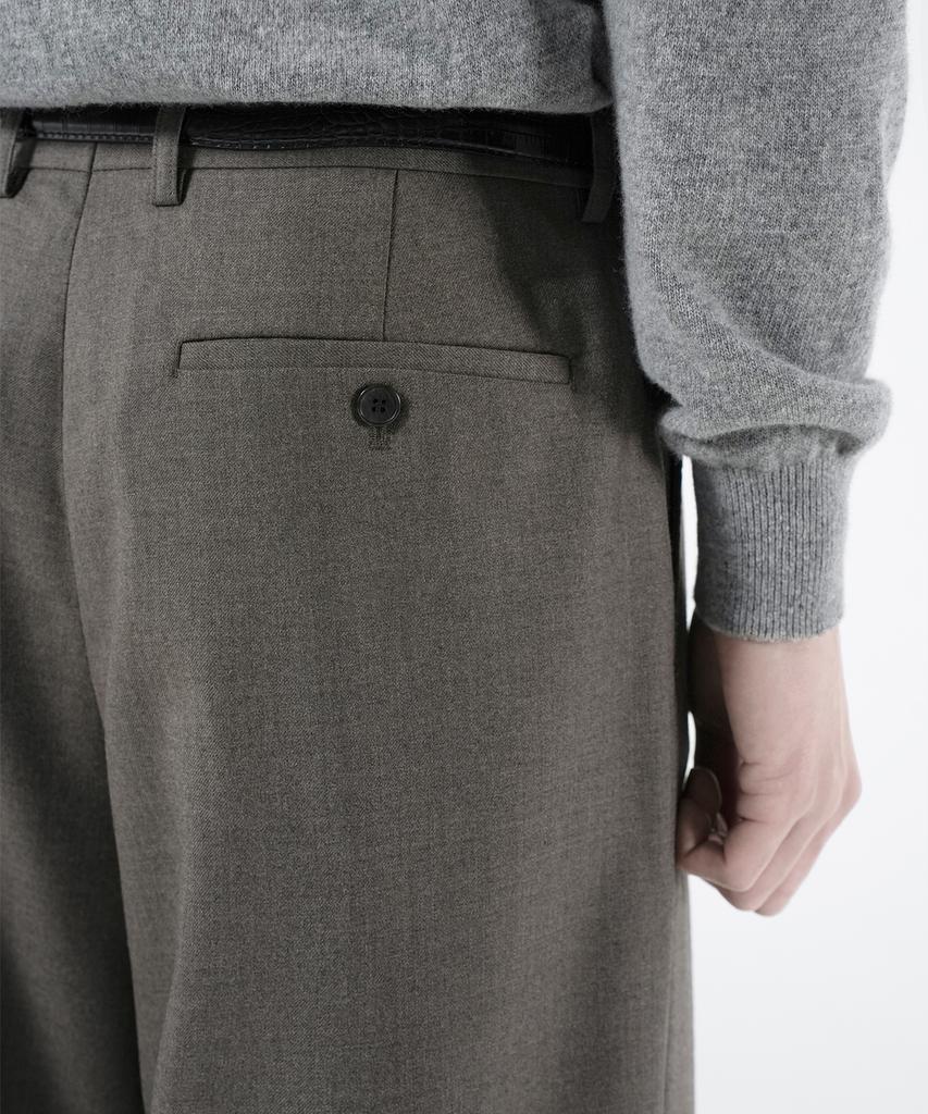 Beulaendideu Wool One Tuck Wide Slacks [Charcoal Brown]