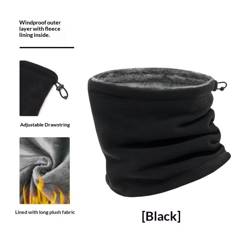 Winter Warm Neck Warmer Men Women Cycling Double Layer Outdoor Hiking Skiing Fleece Mask Adjustable Drawstring Unisex Neck Tube
