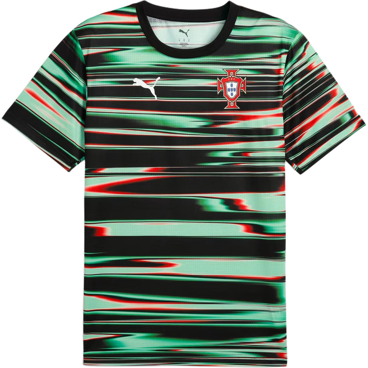 

Puma Drycell Portugal Pre-Match Gradient Crew Neck Short Sleeve Football Shirt Men Tops Black Green 779612-18 S