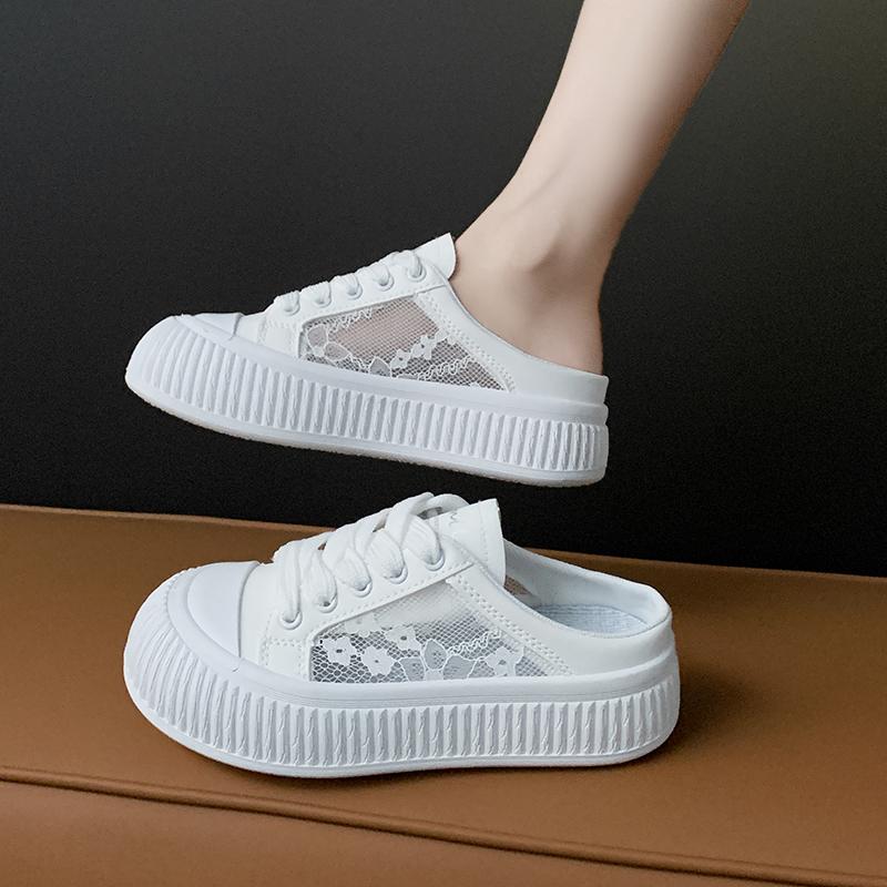 CRLAYDK Women's Slip On Mules Mesh House Slippers Ladies Comfortable Backless Slide Walking Summer Loafers Casual Flats Shoes