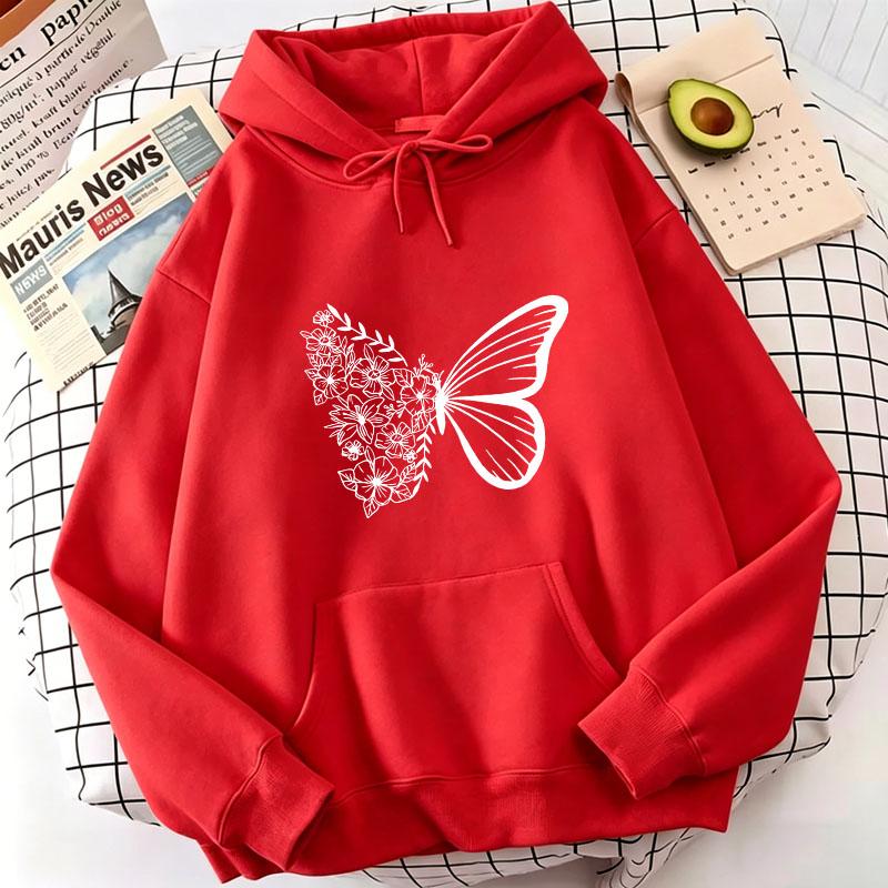 Casual Hoodies Vintage Butterfly Sweatshirts Women Tops Loose Hoodie Sweatshirt Hoodies Spring Autumn Winter