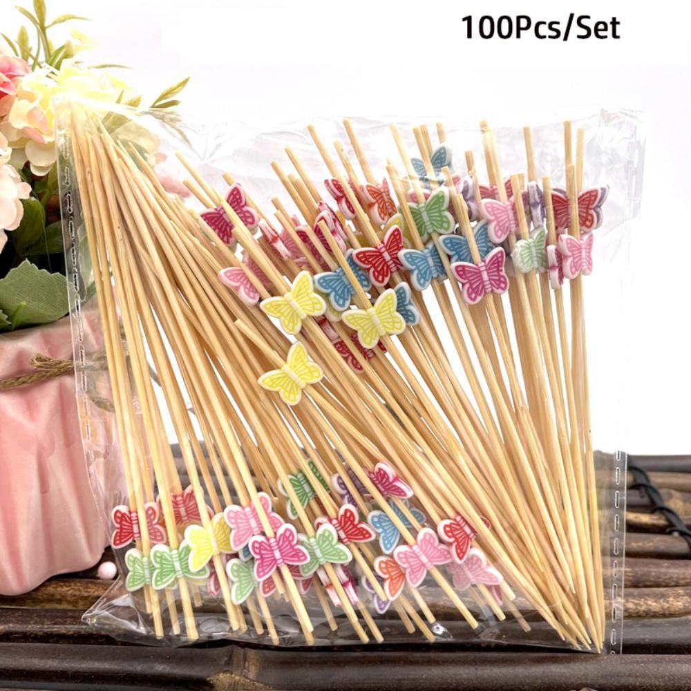 50/100Pcs Snowman Christmas Toothpicks Disposable Fruit Salad Bamboo Sticks  Buffet