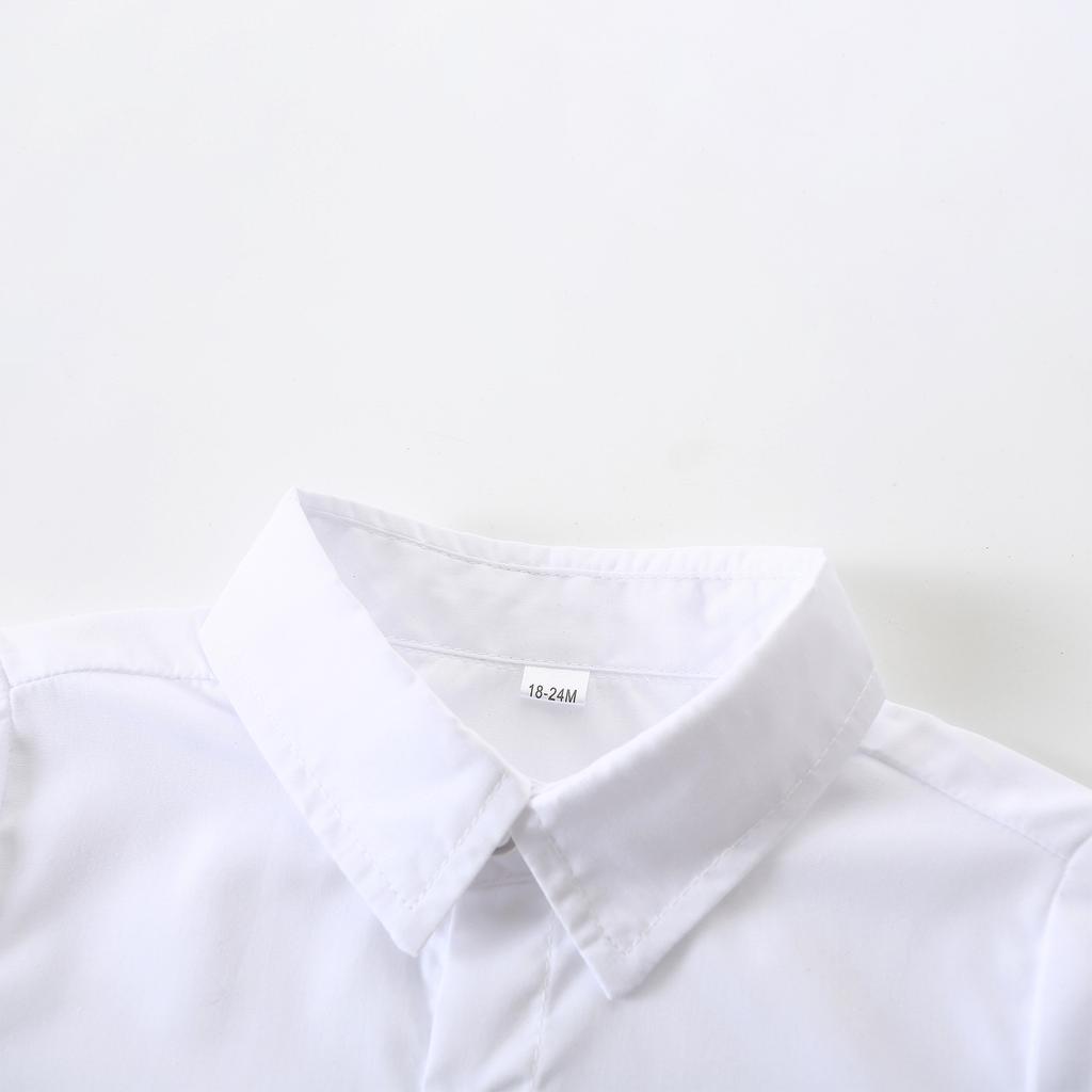 Toddler Boy Shorts Set Solid Color Short Sleeve Button Shirt with Suspend Shorts 2Pcs Gentleman Outfit