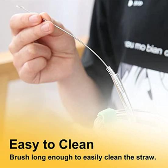 1 Set Drinking Straws with Cleaning Brushes Food Grade BPA Free Heat-Resistant Reusable Water Cup Clear Straws Kit
