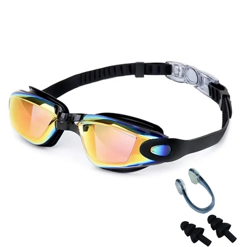 Swimming Goggles High-definition Anti Fog Waterproof Male and Female Coated Earplug Set Swimming Goggles for Women Men