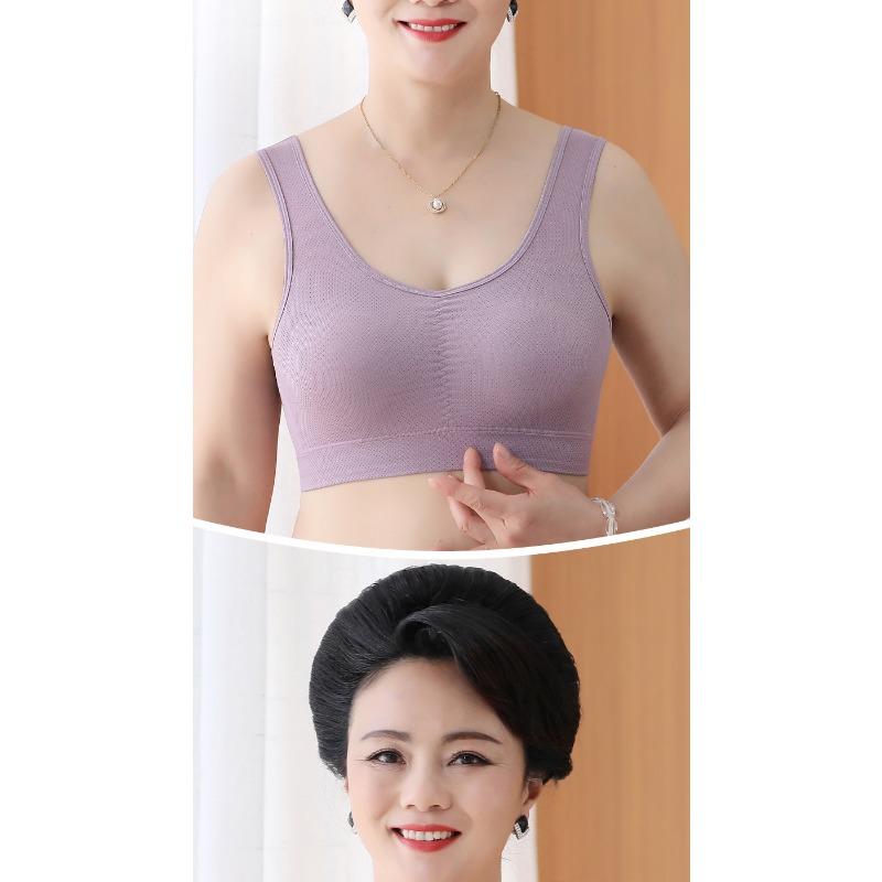 Womens Middle Aged Plus Size Vest Style Seamless Wirefree Thin Push Up Sports Bra