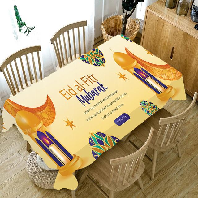 Eid Muslim Festival Decoration Tablecloth Home Kitchen Accessories Restaurant Party Ramadan Table Stain Resistant Tablecloth