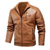 Men S Vintage Pu Leather Jacket Fleece Lined Thick Outerwear