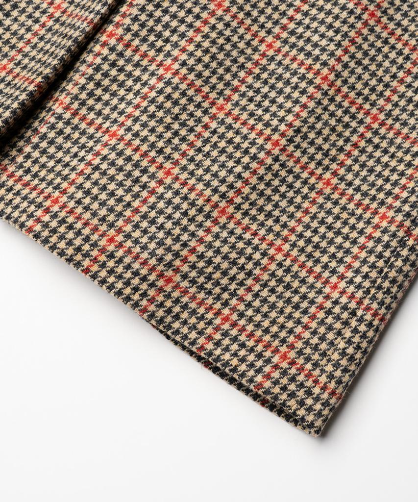 Edinburgh Club Harris Tweed Houndstooth Balmacaan Coat (Beige)