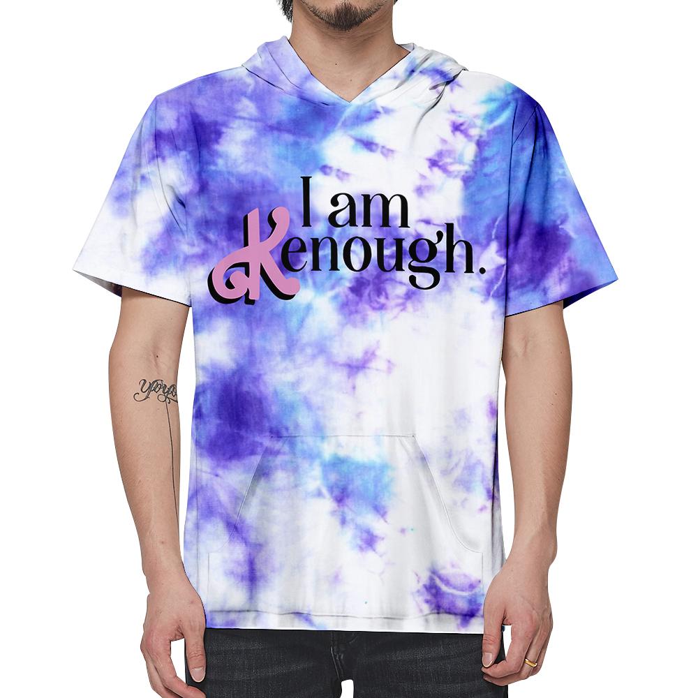 

I AM Kenough Hooded T shirt Men Summer Half Sleeve Pullover Top Soft Loose T-shirt Streetwear Sleeveless Tops Men Clothing