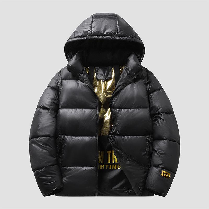 

Men s High-End Black and Gold Cotton Hooded Winter Jacket – Warm, Thick, Windproof, Cold-Resistant Outerwear XL чорний