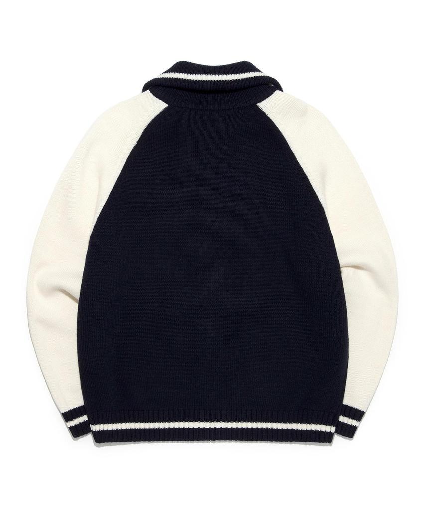 Lee Color Block Zip-Up Cardigan Navy