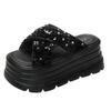 Fashion 8.5cm Synthetic Slip on Platform Wedge Fashion Sandal Bling ROME Ladies Beach Shoes Peep Toe Pumps Summer Slippers Fashion Shoes