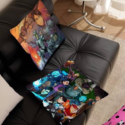 Anime Trollhunters Pillow Covers Cartoon Sofa Decorative Home Double-sided Printing Short Plush Cute Cushion Cover
