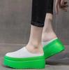 Fashion High Quality 8cm Women Shoes Mules Genuine Leather Gereen White Black Platform Shoes Sandals Slippers Slides Women Summer Shoes