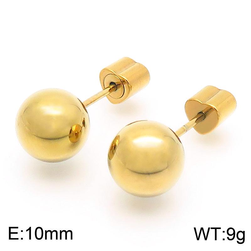 European & American Titanium Steel Round Bead Women's Stud Earrings - Simple Street Style Accessories