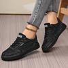 Lace Mesh Flat Shoes Lightweight Breathable Low Top Sneakers with Lace-Up Closure and Rubber Sole for Casual Wear
