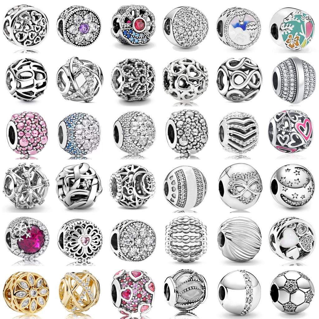 New 925 Silver Round Snowflake Parachute Star Love Charm Fit Bracelet Accessories Women Jewelry