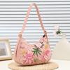 Embroidered flower shoulder bag, new trendy women's handbag, fashionable and simple underarm bag, one piece.