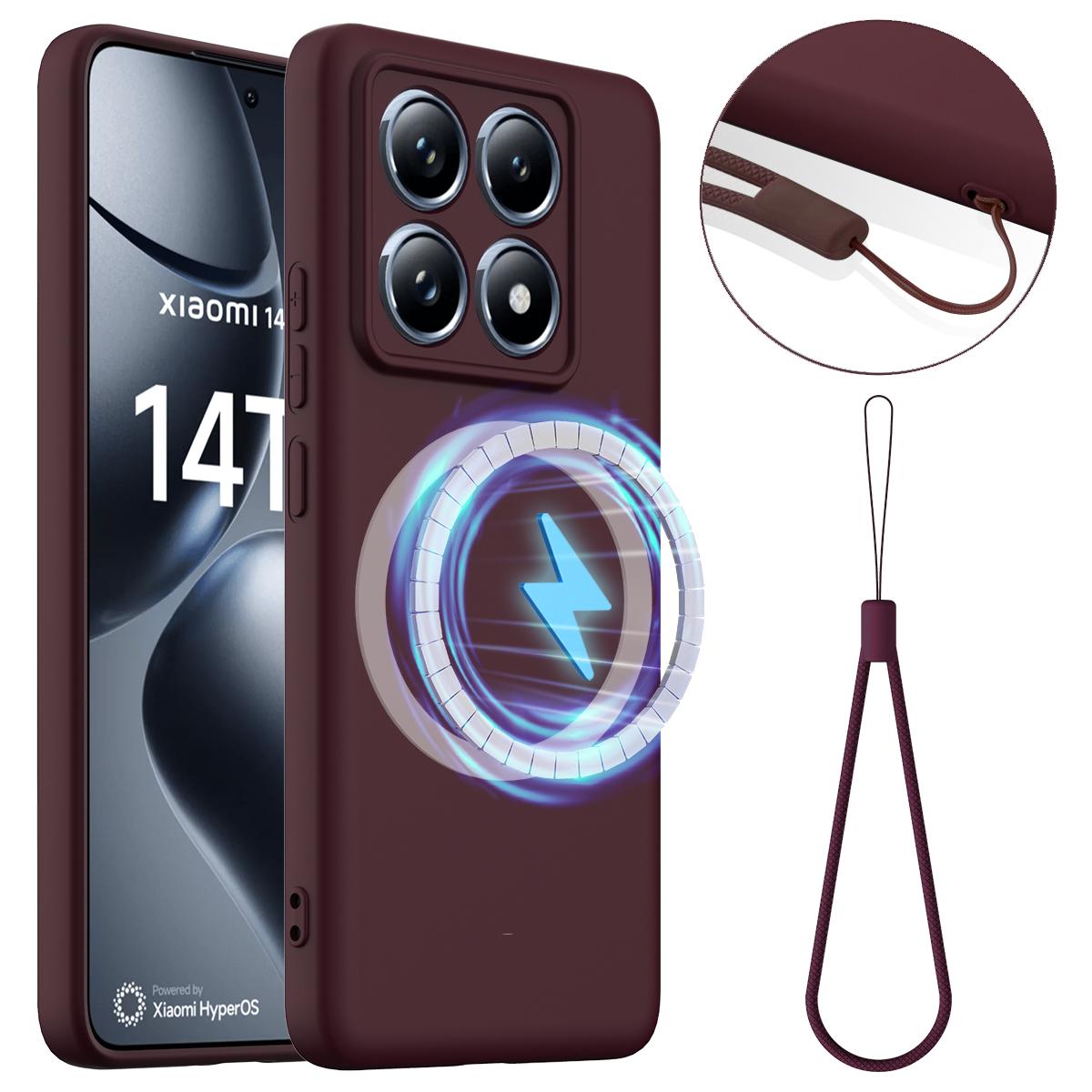 

Для чохла Xiaomi 14T Pro Сумісний з MagSafe Протиударний Чохол для телефону з рідкого силікону Wine Red