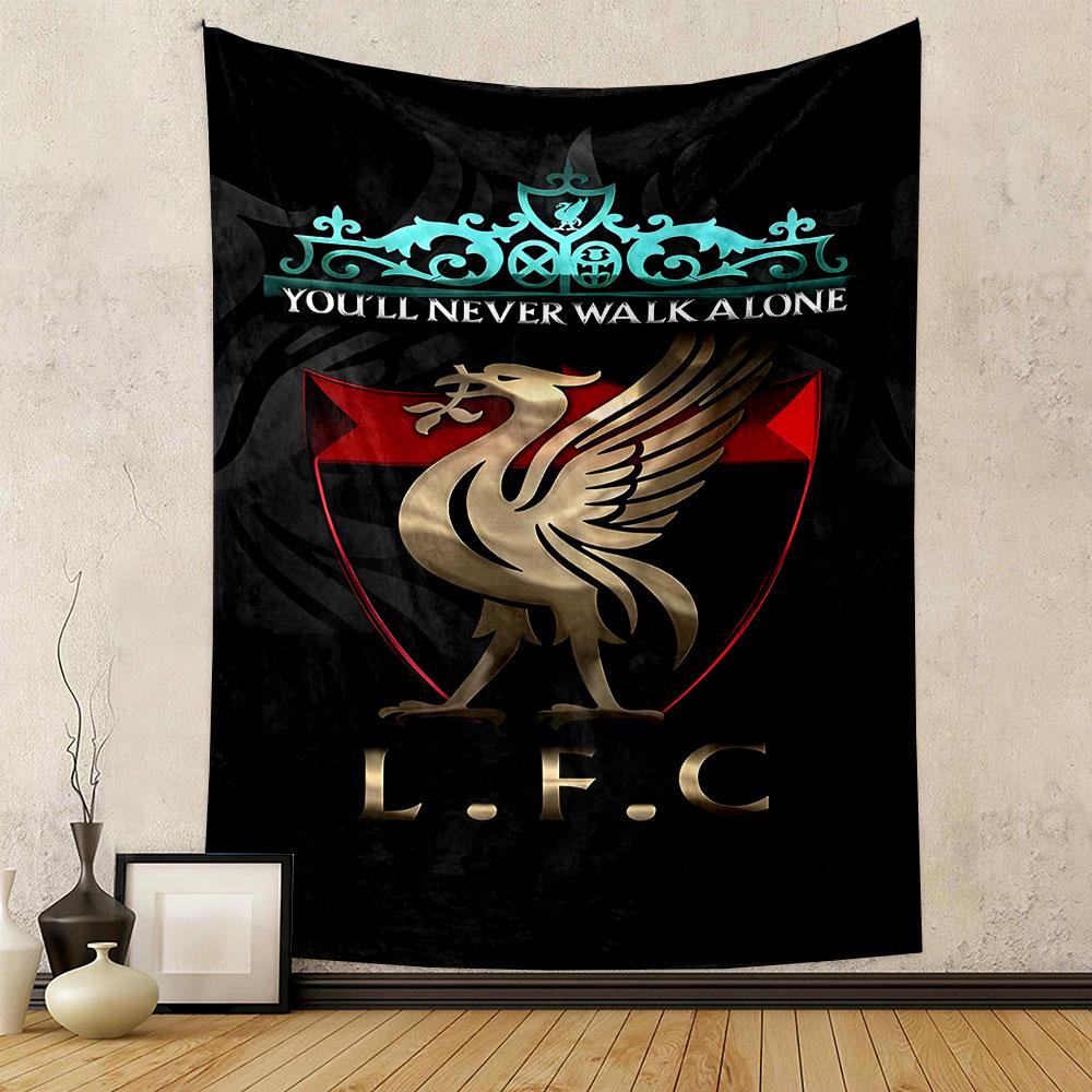 Liverpool FC Emblem with Slogan Patterned tapestry home decor, suitable for bedroom and living room, gift