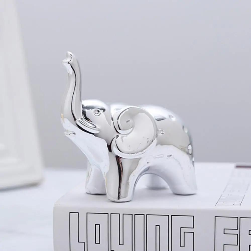 1 Pair Cute Elephant Statue Crafts Chinese Traditional Animal Sculpture Home Office Decoration