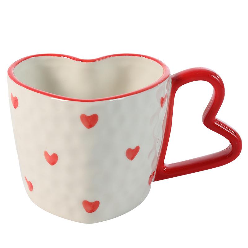 Creative 300ml Hearts Ceramic Coffee Mug Love Handle Couple Mug Afternoon Tea Dessert Tea Cup Drinkware Office Mug Home Decor