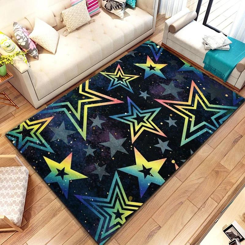 Five-pointed Star Carpet Pentagon Geometric Rug for Bedroom Dinning Dorm Living Room Home Decorative Doormat Non-slip Floor Mat