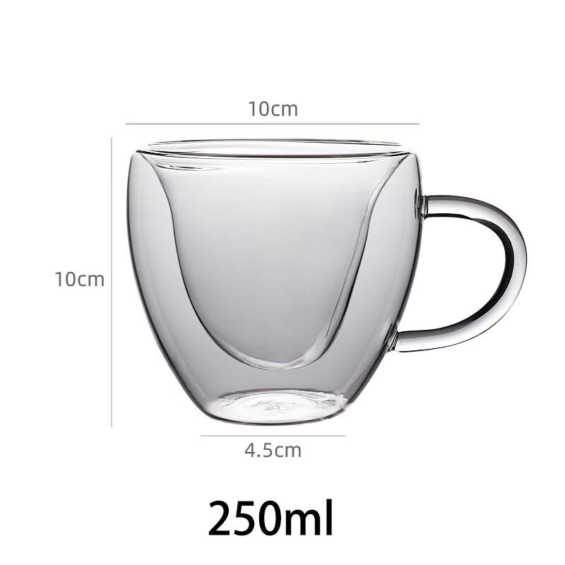 Double-Layer Heart Glass Mug Set