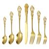 European Style Stainless Steel 4pcs Dinnerware Set - Retro Hollow Design Gold Spoon, Fork and Royal Steak Knife for Home Decor