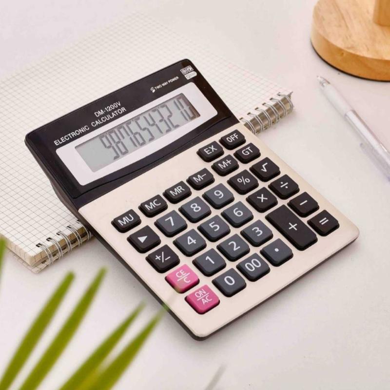 Portable 12 Digit Calculator with Comprehensive Functions for Home and Classroom Use