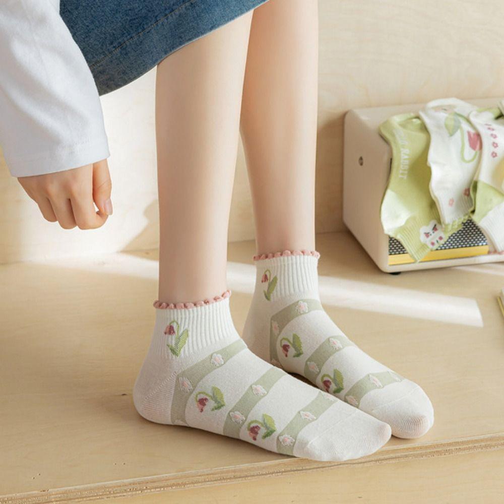 

Print Harajuku Solid Color Bear Breathable Women Boat Socks Cotton Sock Slippers Short Hosiery J