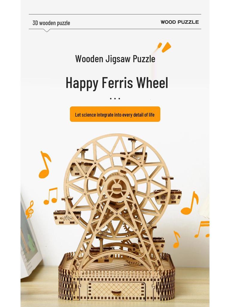 DIY 3D Wooden Ferris Wheel Puzzle - Educational and Creative Assembly Toy