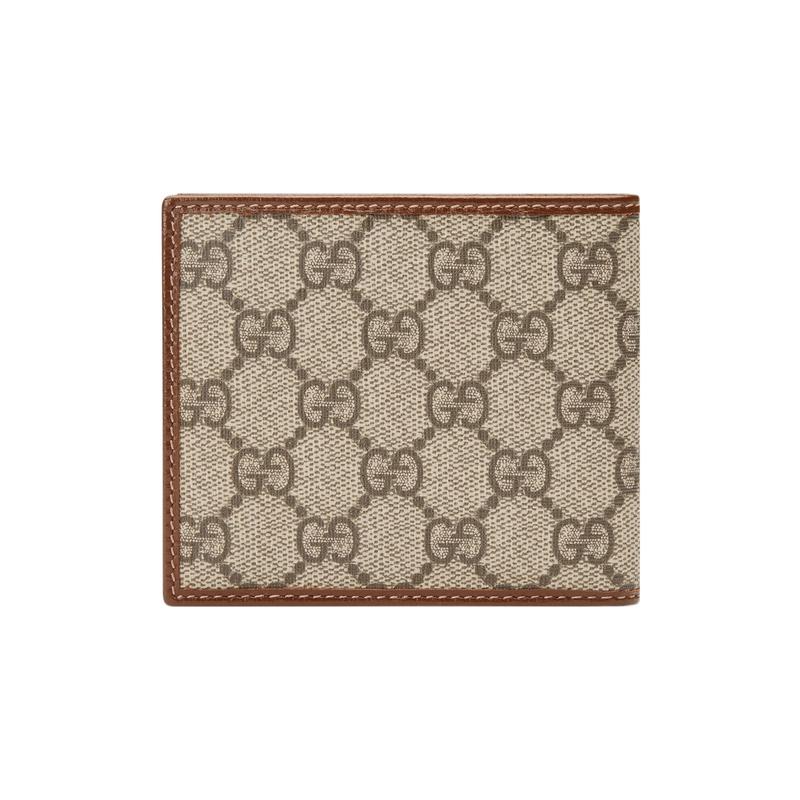 Gucci Presbyopia Logo Bifold Canvas with Leather Trim Card Holder Wallet Wallet Coin Purse Regular Men's Ebony/Brown