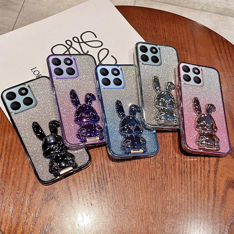 Pour Honor X8b 4G Étui avec Support Lapin Mignon Antichoc Mince Housse de Téléphone