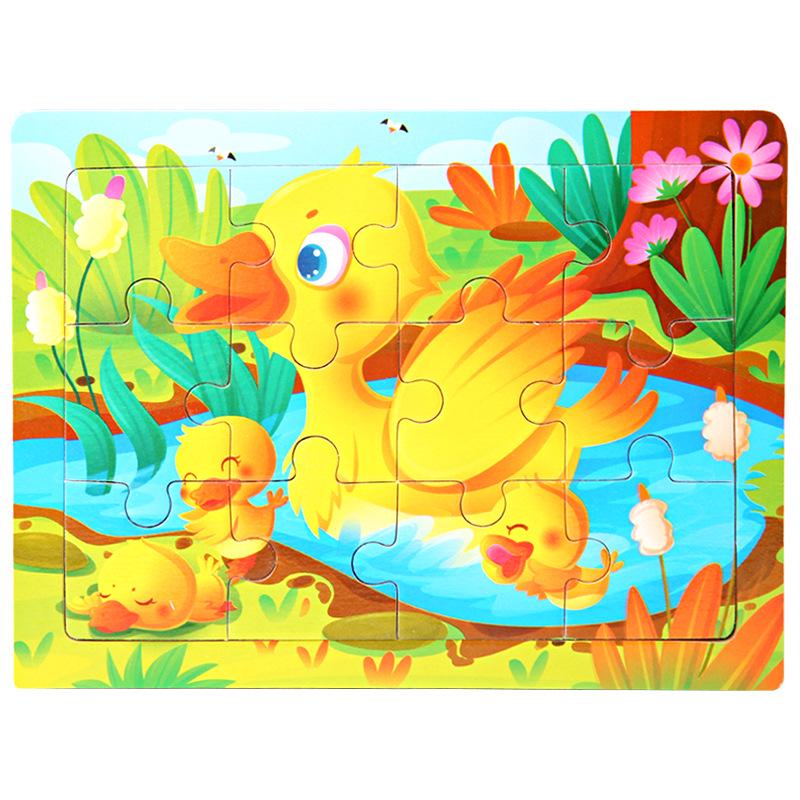 15*11cm 3D Puzzle Cartoon Animals Wood Puzzle Kids Cognitive Jigsaw Puzzle Baby Wooden Toys Educational Toys for Children