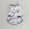 Pet Bow Printed Base Shirt Dog Dress Spring Autumn Bow Flying Sleeve Dress Long Sleeved Base Shirt Dog Clothes for Small Dogs