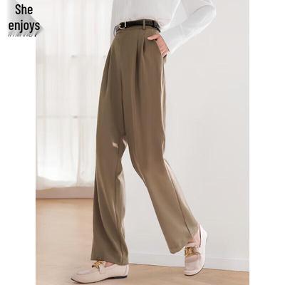 Pantalon décontracté pour femme à taille haute et jambe large