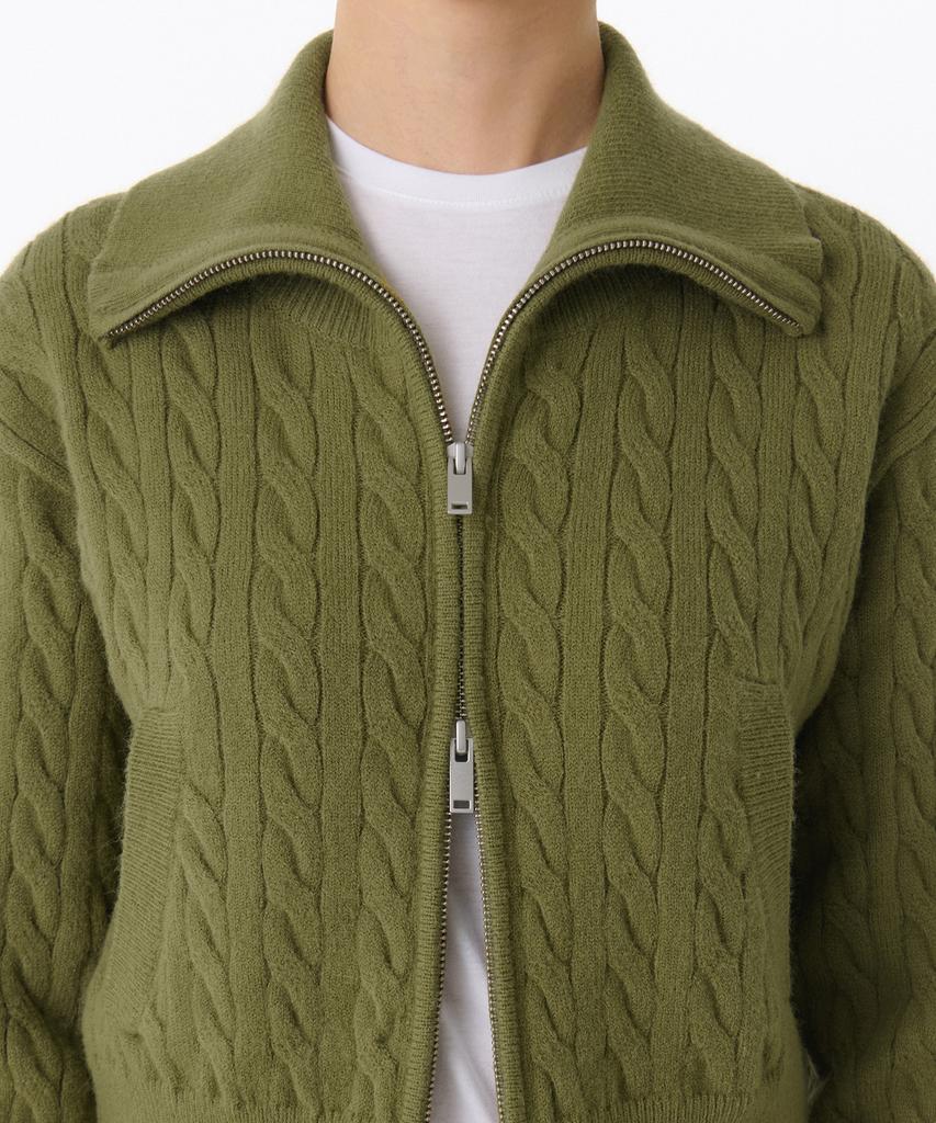 MUSINSA STANDARD WOMAN Women'S Cable Knit Zip-Up [Light Moss]