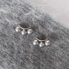 Smile Arc Silver Needle Curve Pearl Simple Versatile Personality Advanced Sense Minimalist Earrings Women