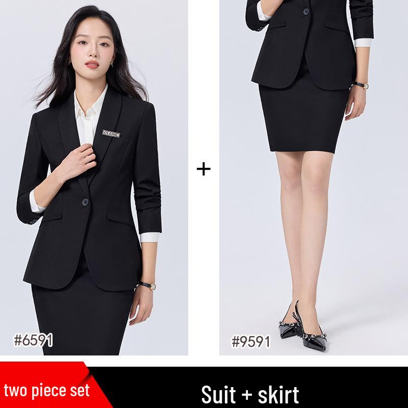 Women's Blue Suit Set for College Students: Spring/Autumn Interview & Professional Wear