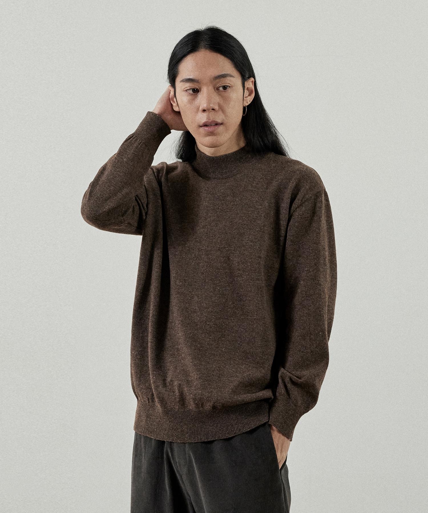 Analog Mood-Like Semi-Half Turtleneck Knit (Brown) L