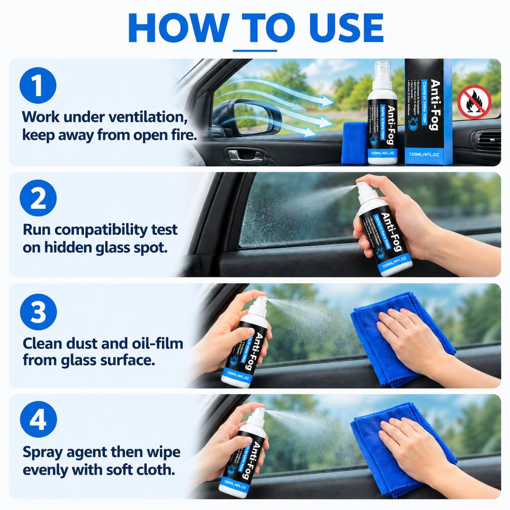 Anti Fog Spray Glass Defogger Quick Clear Mist Multi Surface Easy Wipe Anti Fogging Agent for Car Windows Glasses Helmets