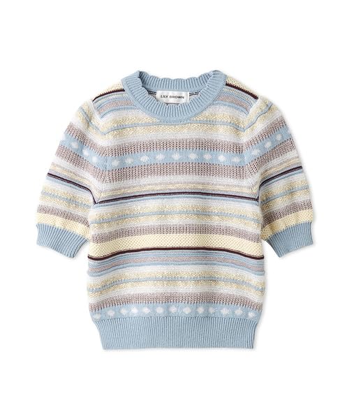 

Lily Brown Random Border Knit LWNT251110 Women s LBLU